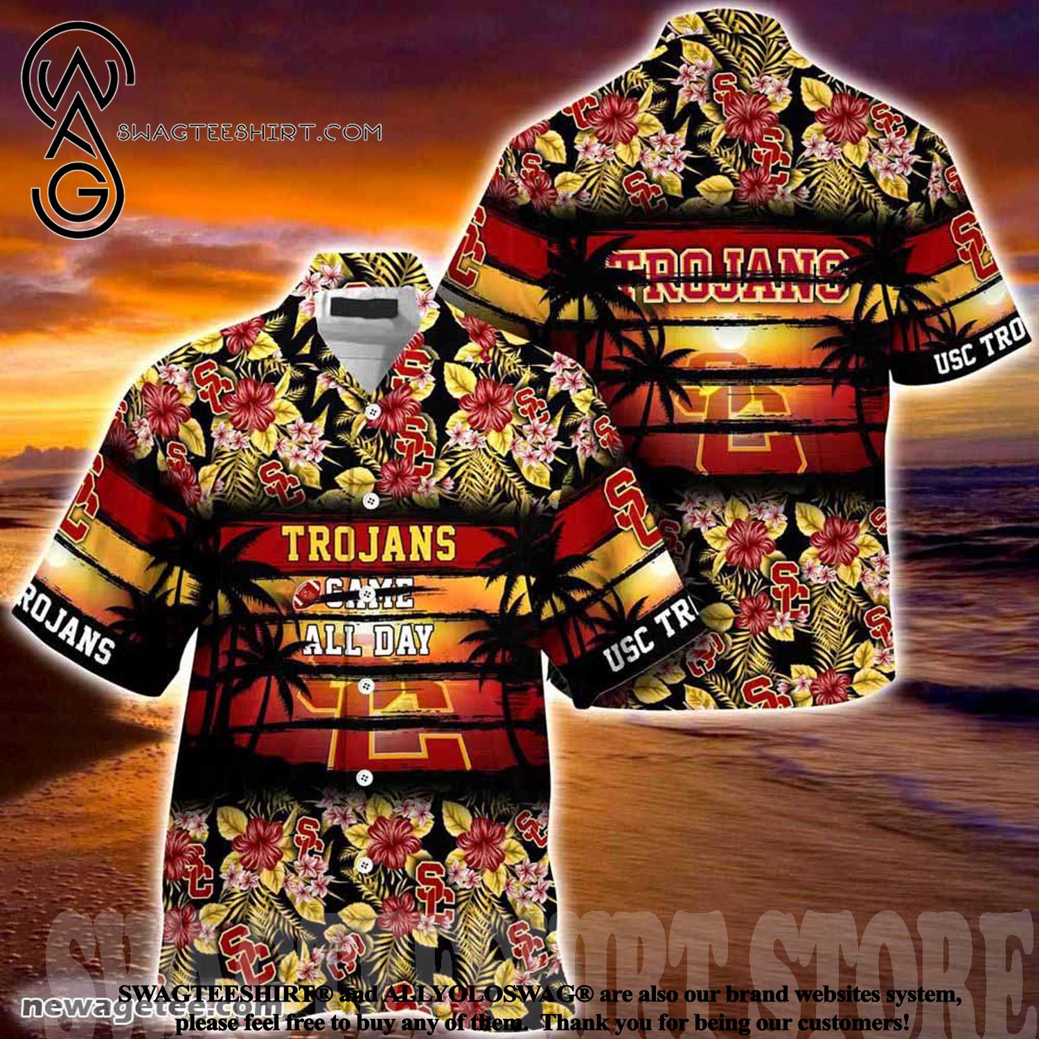 Embrace the Hibiscus: USC Trojans Hibiscus Pattern for Sports Fans Summer Beach Hawaiian Shirt