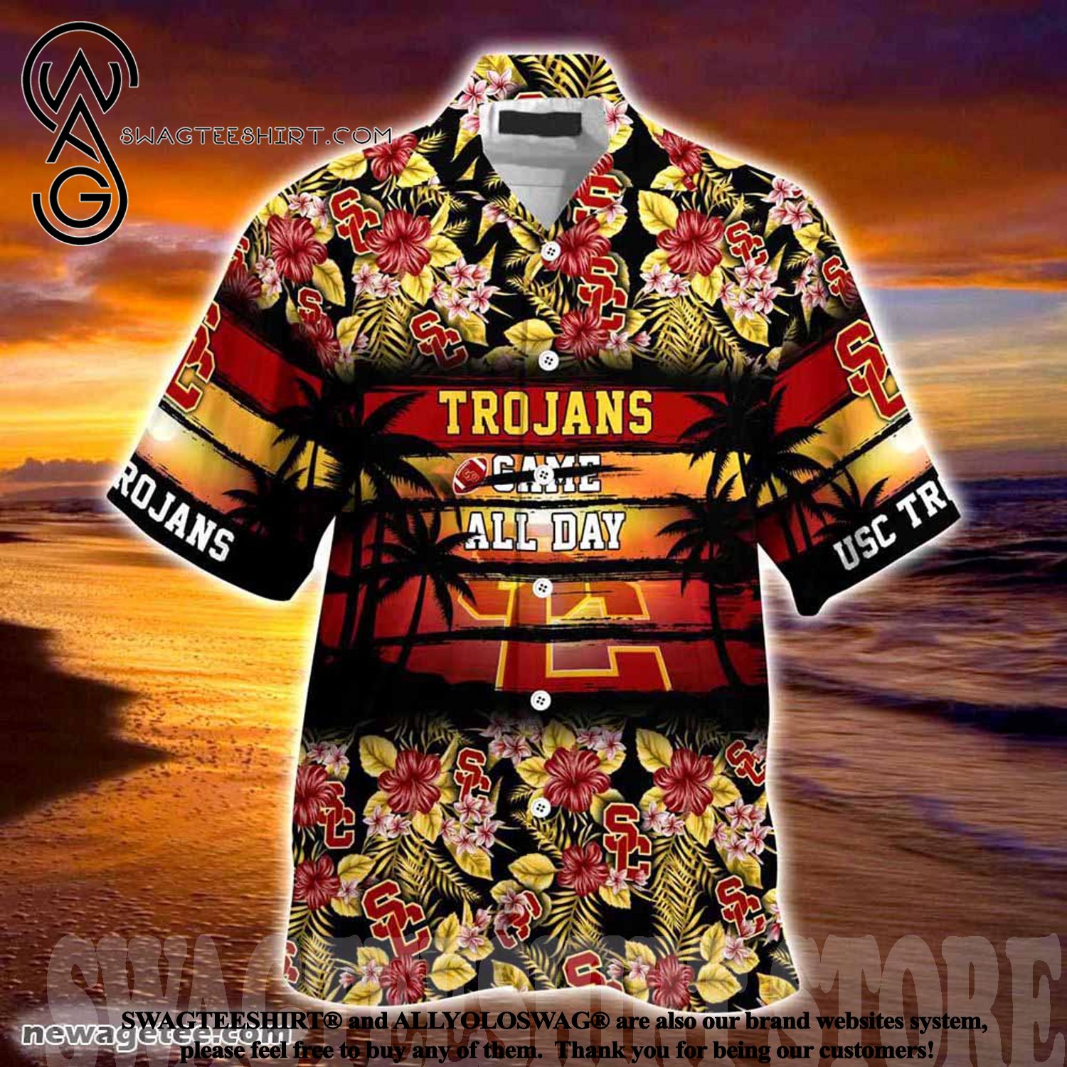 Embrace the Hibiscus: USC Trojans Hibiscus Pattern for Sports Fans Summer Beach Hawaiian Shirt