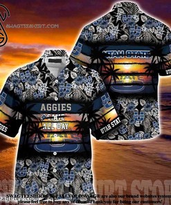 Embrace the Hibiscus: Utah State Aggies Hibiscus Pattern for Sports Fans Summer Beach Hawaiian Shirt 
