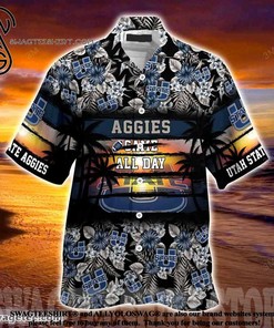 Embrace the Hibiscus: Utah State Aggies Hibiscus Pattern for Sports Fans Summer Beach Hawaiian Shirt 