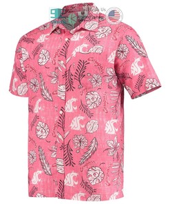 Explore the Campus in Style with Wes & Willy Vintage Floral Crimson Hawaii Shirt for Washington State Cougars Fans