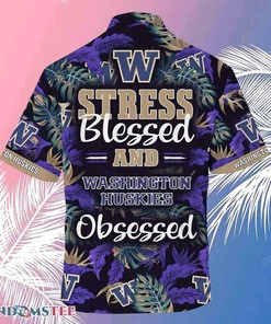 Express your Devotion with Washington Huskies Hawaiian Shirt and Shorts, Stress Blessed Obsessed for Fans