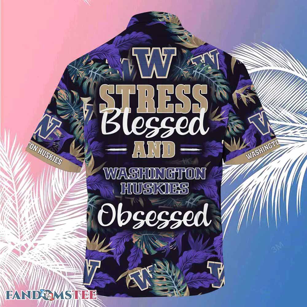 Express your Devotion with Washington Huskies Hawaiian Shirt and Shorts, Stress Blessed Obsessed for Fans