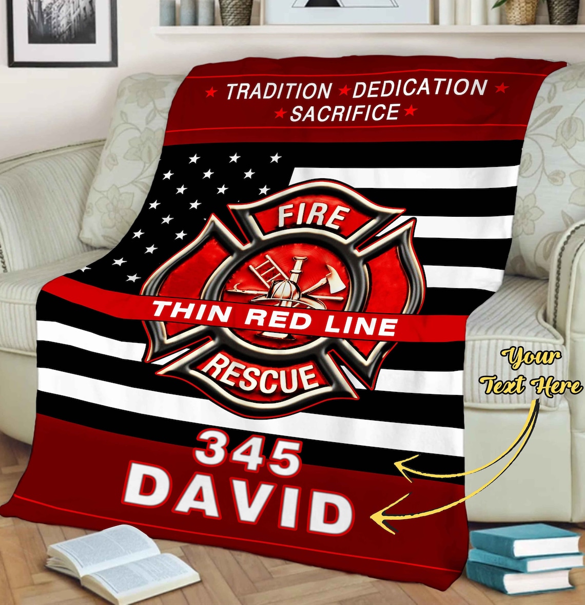 Father's Day Personalized Firefighter Blanket For Dad