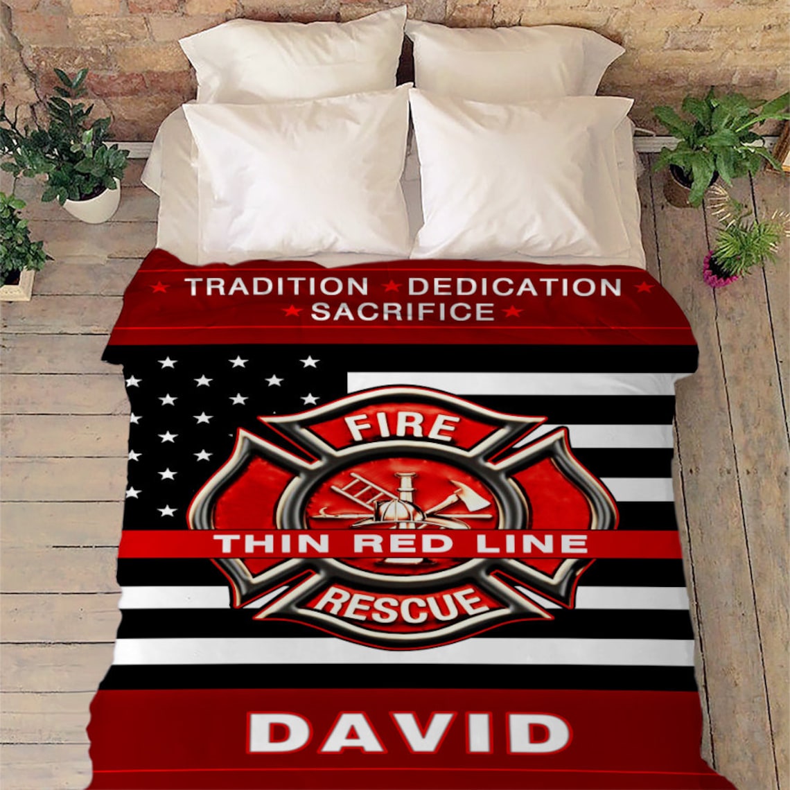 Father's Day Personalized Firefighter Blanket For Dad