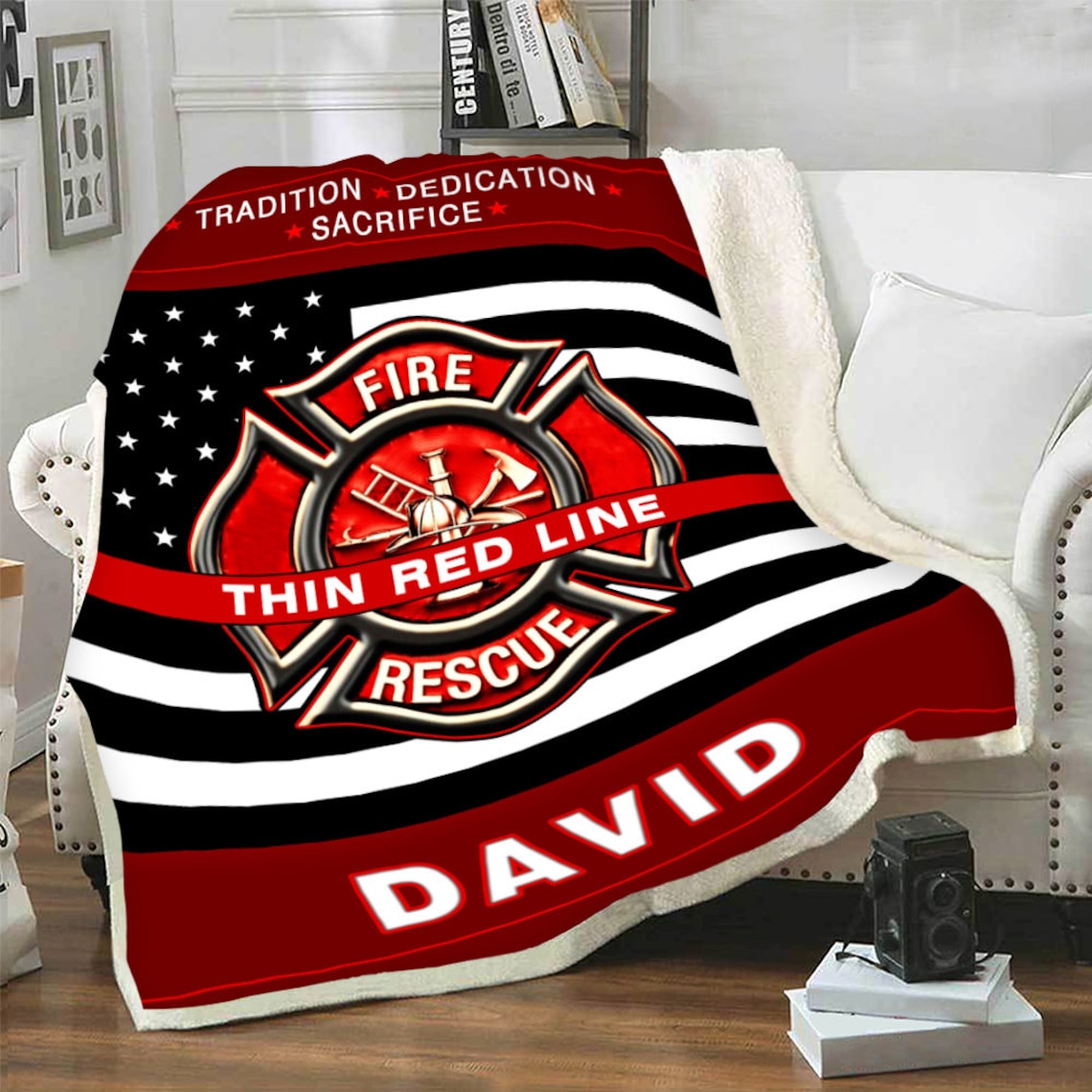 Father's Day Personalized Firefighter Blanket For Dad
