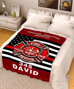 Father's Day Personalized Firefighter Blanket For Dad