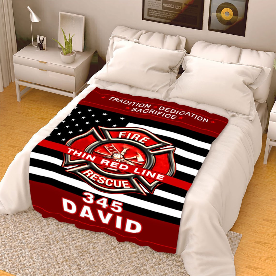 Father's Day Personalized Firefighter Blanket For Dad