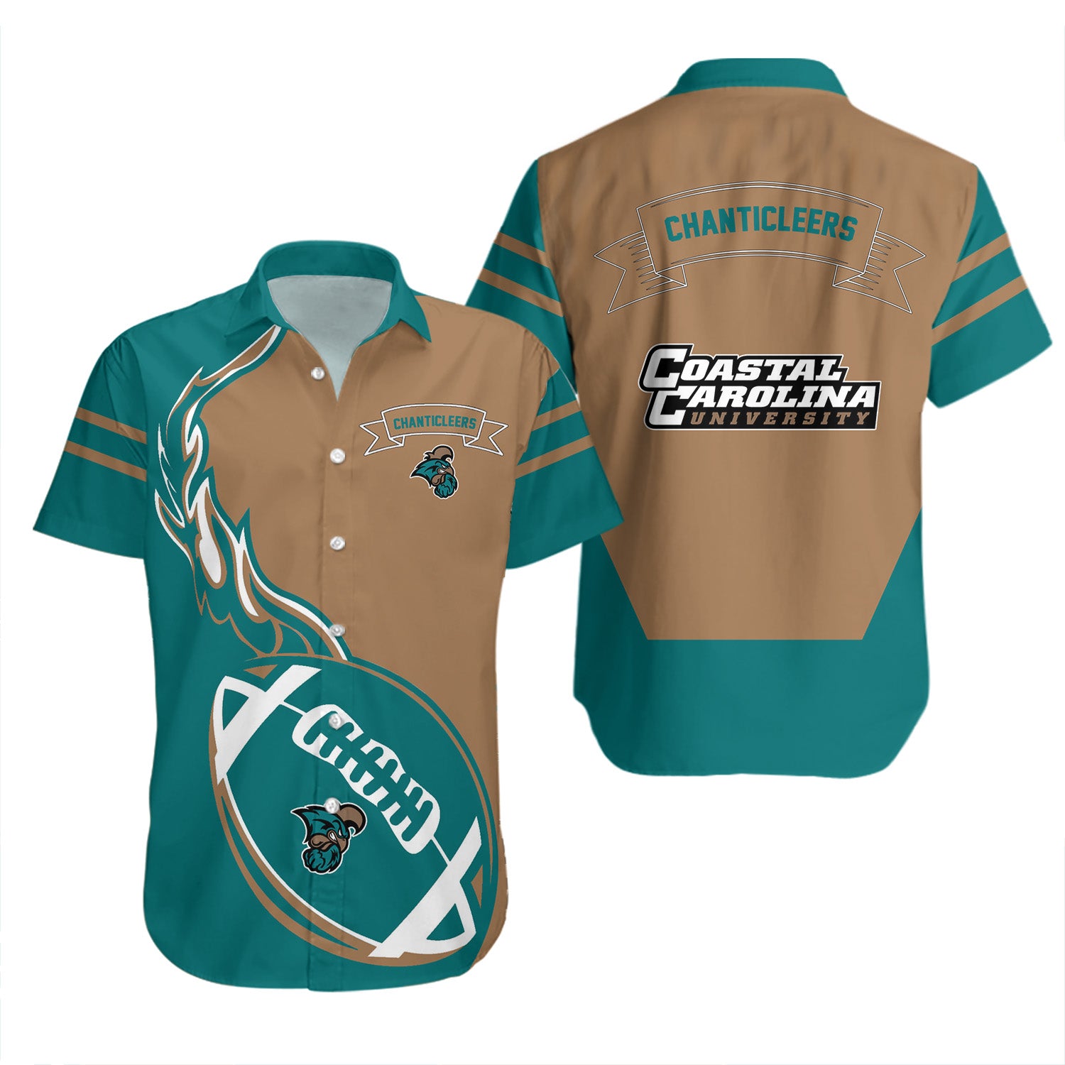 Fire Ball Coastal Carolina Chanticleers Hawaiian Shirt Set - Trendy and Stylish