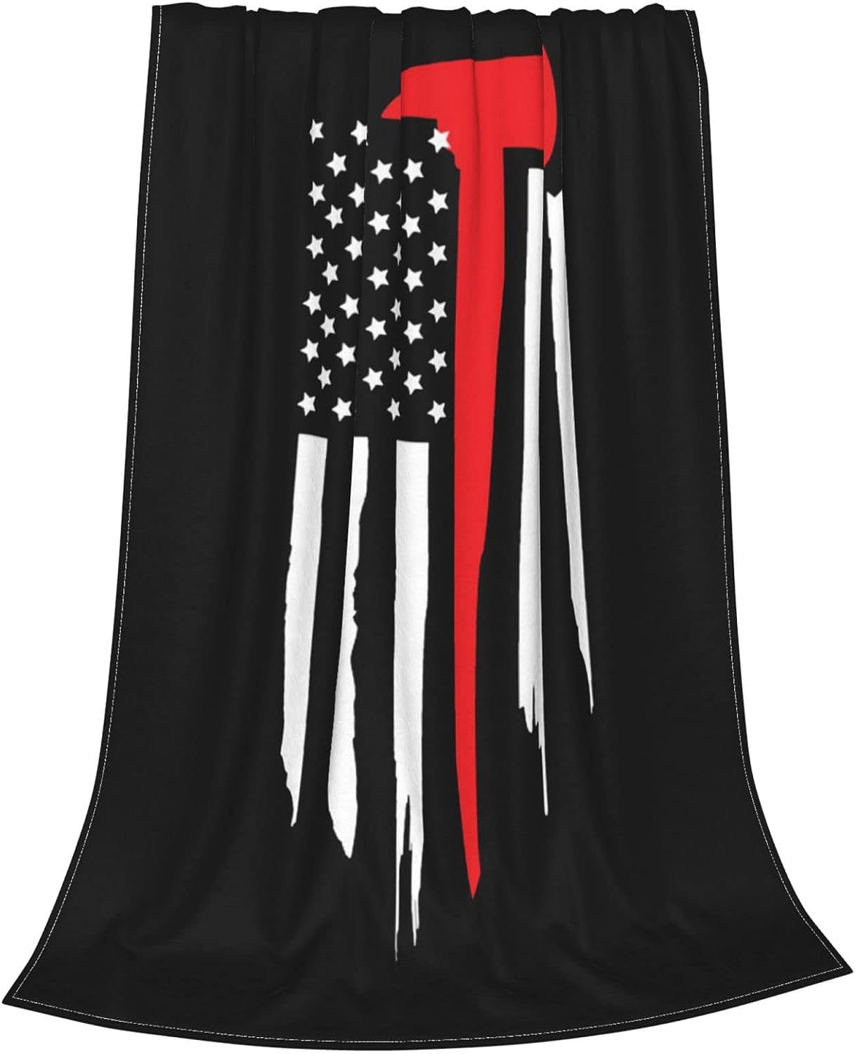 Firefighter American Flag Flannel Blanket, Decorative Warm Blankets