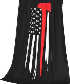 Firefighter American Flag Flannel Blanket, Decorative Warm Blankets