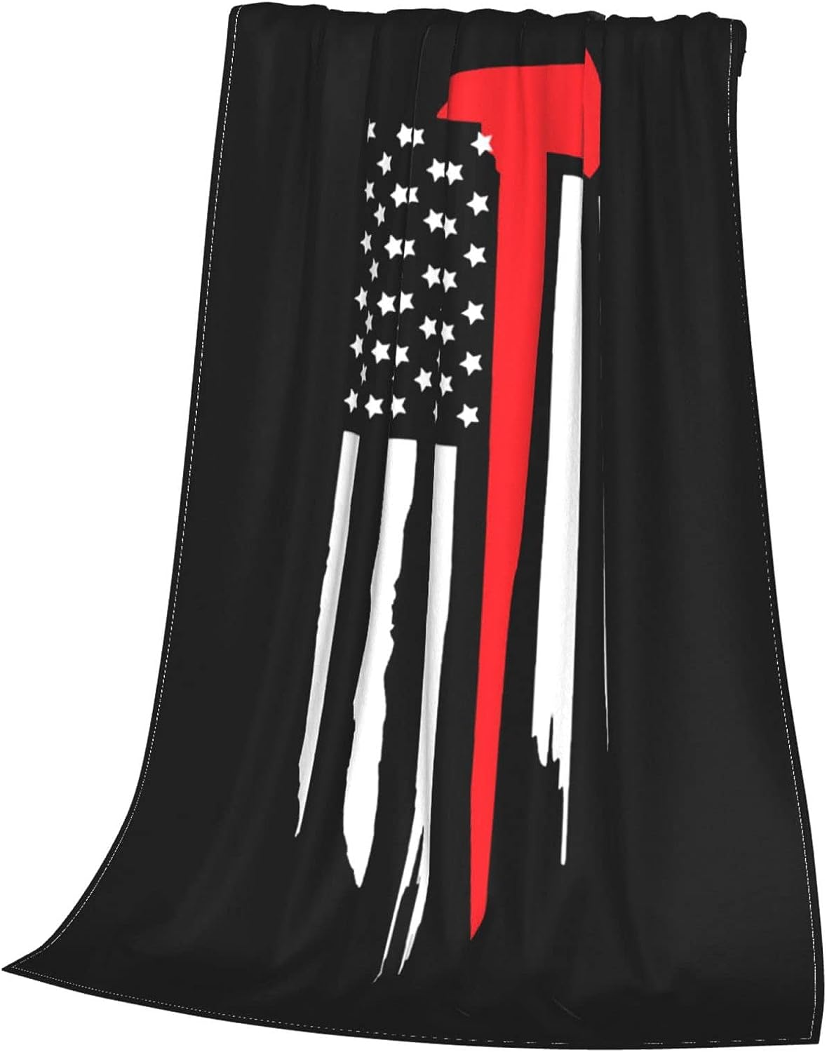 Firefighter American Flag Flannel Blanket, Decorative Warm Blankets