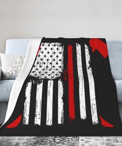 Firefighter American Flag Flannel Throw Blanket - Super Soft and Warm