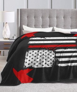 Firefighter American Flag Flannel Throw Blanket - Super Soft and Warm