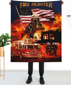 Firefighter Blanket Fireman Gifts for Men Warm Plush Flannel Throw Blankets