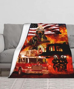 Firefighter Blanket Fireman Gifts for Men Warm Plush Flannel Throw Blankets
