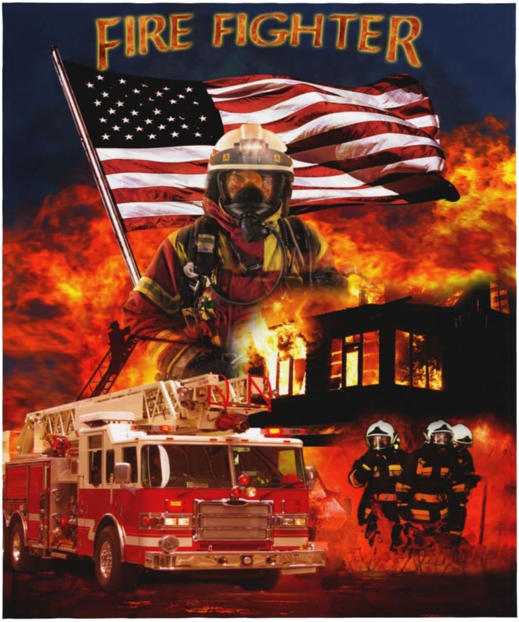 Firefighter Blanket Fireman Gifts for Men Warm Plush Flannel Throw Blankets