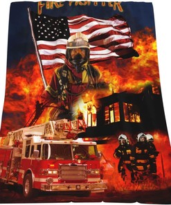 Firefighter Blanket Fireman Gifts for Men Warm Plush Flannel Throw Blankets