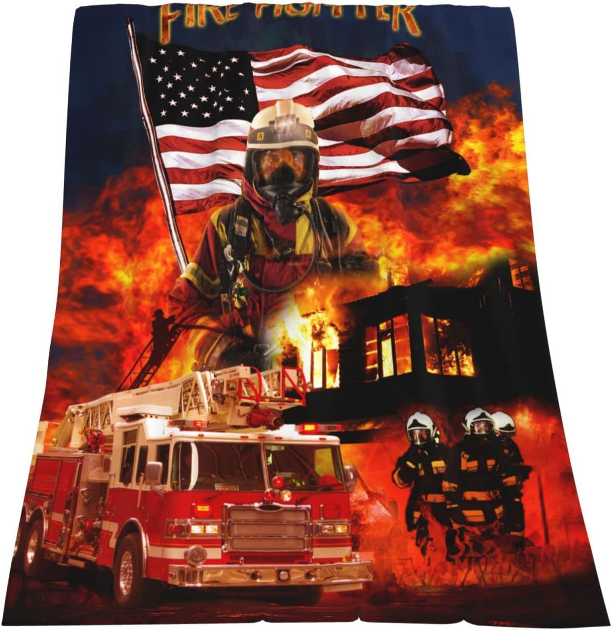 Firefighter Blanket Fireman Gifts for Men Warm Plush Flannel Throw Blankets