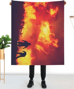 Firefighter Fire DEPT. Logo Rescue Pattern Throw Blanket
