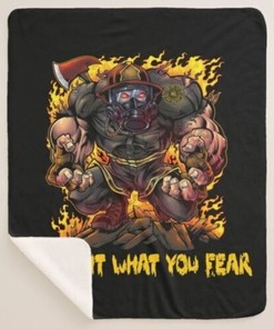Firefighter Fire Department Cartoon Beast Sherpa Fleece Throw Blanket