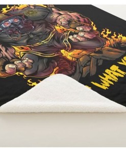 Firefighter Fire Department Cartoon Beast Sherpa Fleece Throw Blanket