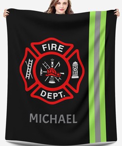 Firefighter Gift PERSONALIZED Velveteen Throw Blanket