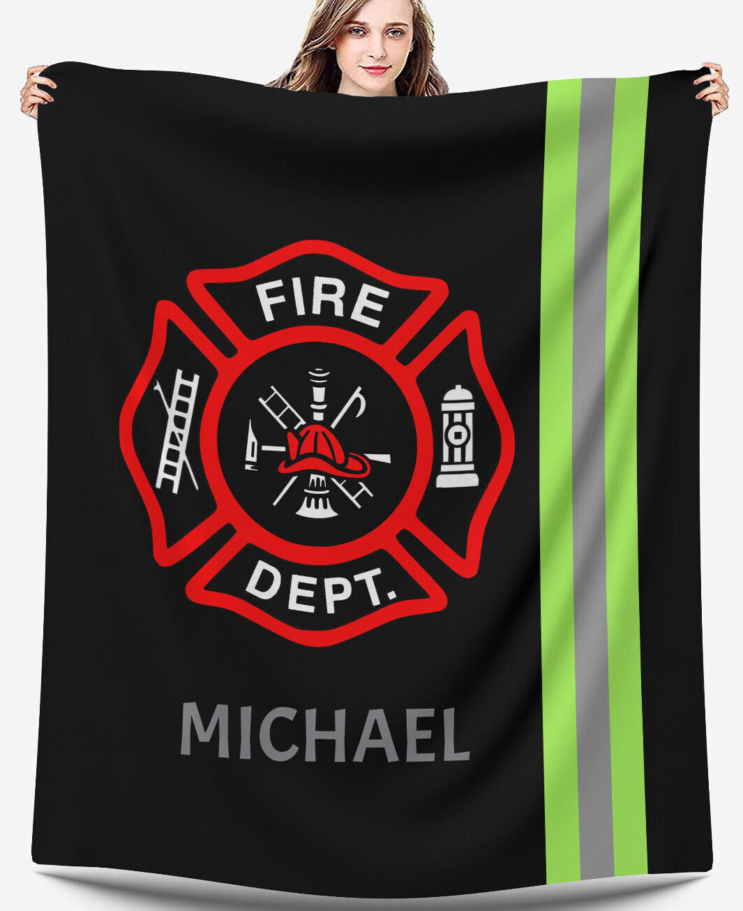 Firefighter Gift PERSONALIZED Velveteen Throw Blanket