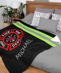 Firefighter Gift PERSONALIZED Velveteen Throw Blanket