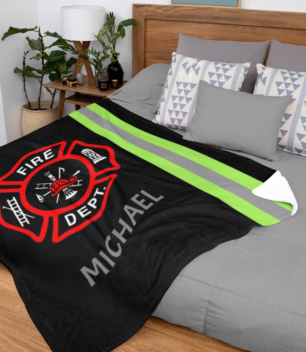 Firefighter Gift PERSONALIZED Velveteen Throw Blanket
