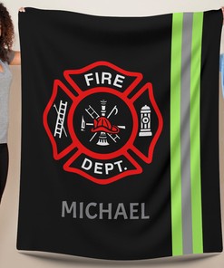 Firefighter Gift PERSONALIZED Velveteen Throw Blanket