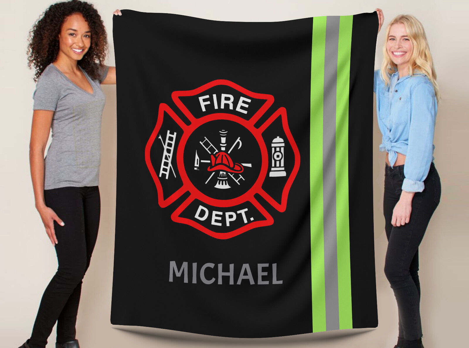 Firefighter Gift PERSONALIZED Velveteen Throw Blanket