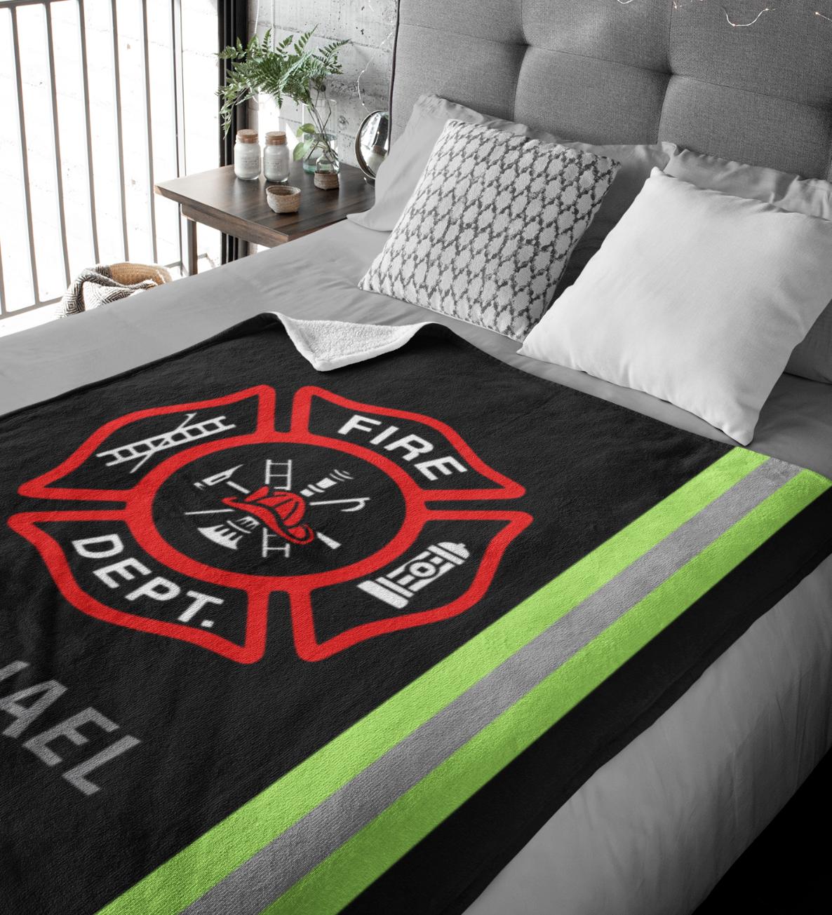 Firefighter Gift PERSONALIZED Velveteen Throw Blanket