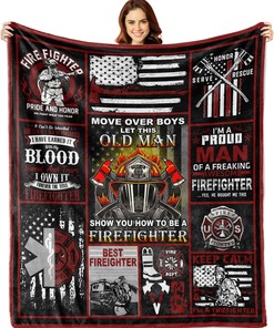 Firefighter Gifts Blanket - Birthday Gift for Fireman - Plush Flannel