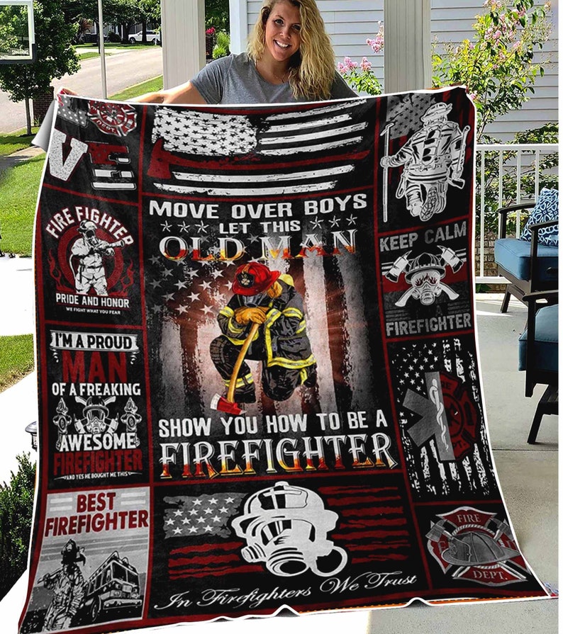 Firefighter Gifts for Men - Warm and Cozy Blanket for Dad, Husband, and Firefighters' Day