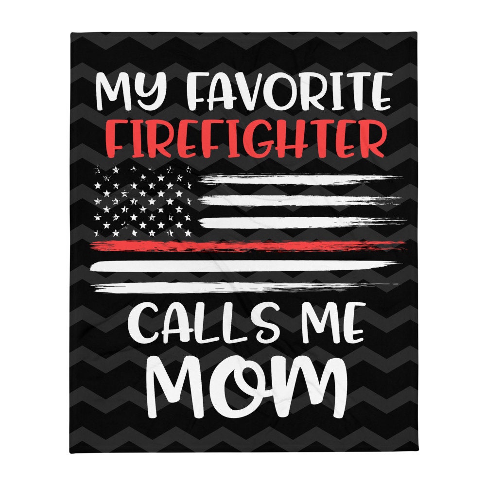 Firefighter Mom Blanket, Thin Red Line Gift, Throw Blanket