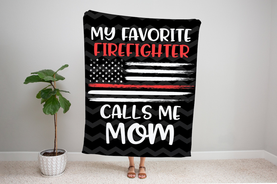 Firefighter Mom Blanket, Thin Red Line Gift, Throw Blanket, Gifts Dad