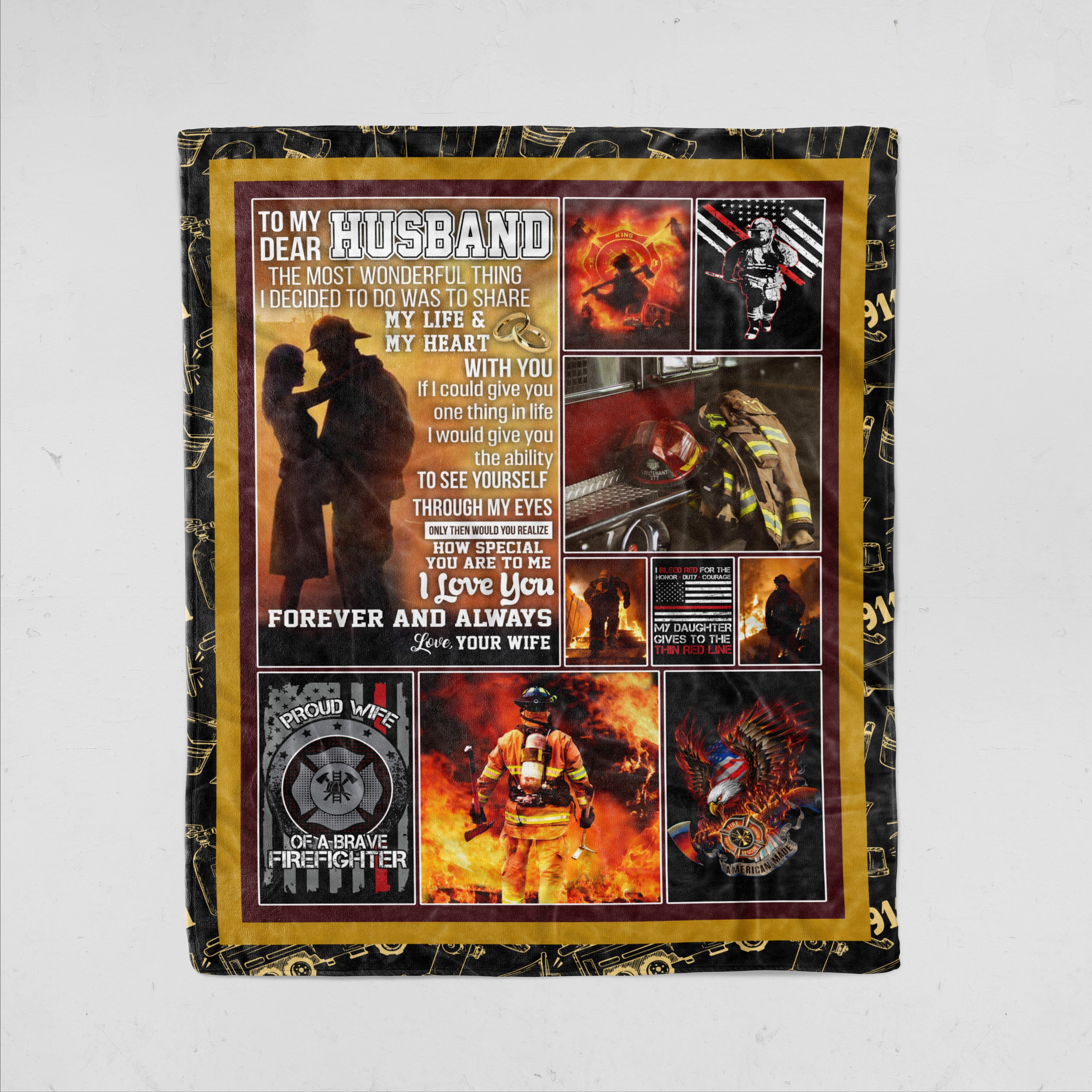 Firefighter Personalized Blanket, Gift For Husband, Anniversary Gift