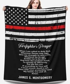 Firefighter Prayer Gift PERSONALIZED Velveteen Throw Blanket