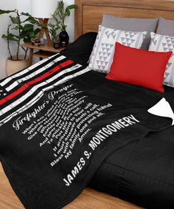 Firefighter Prayer Gift PERSONALIZED Velveteen Throw Blanket