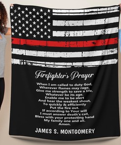Firefighter Prayer Gift PERSONALIZED Velveteen Throw Blanket