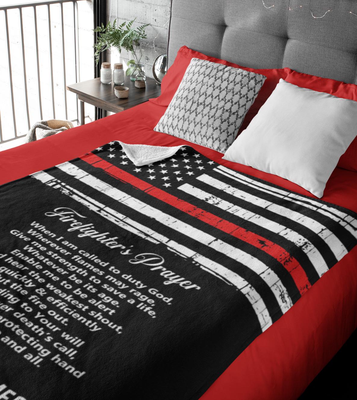 Firefighter Prayer Gift PERSONALIZED Velveteen Throw Blanket