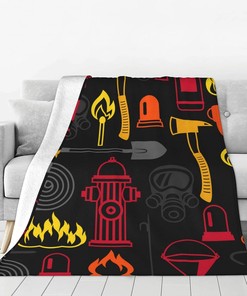 Firefighting Items Firefighter Fighter Blanket for Sofa Bed Couch