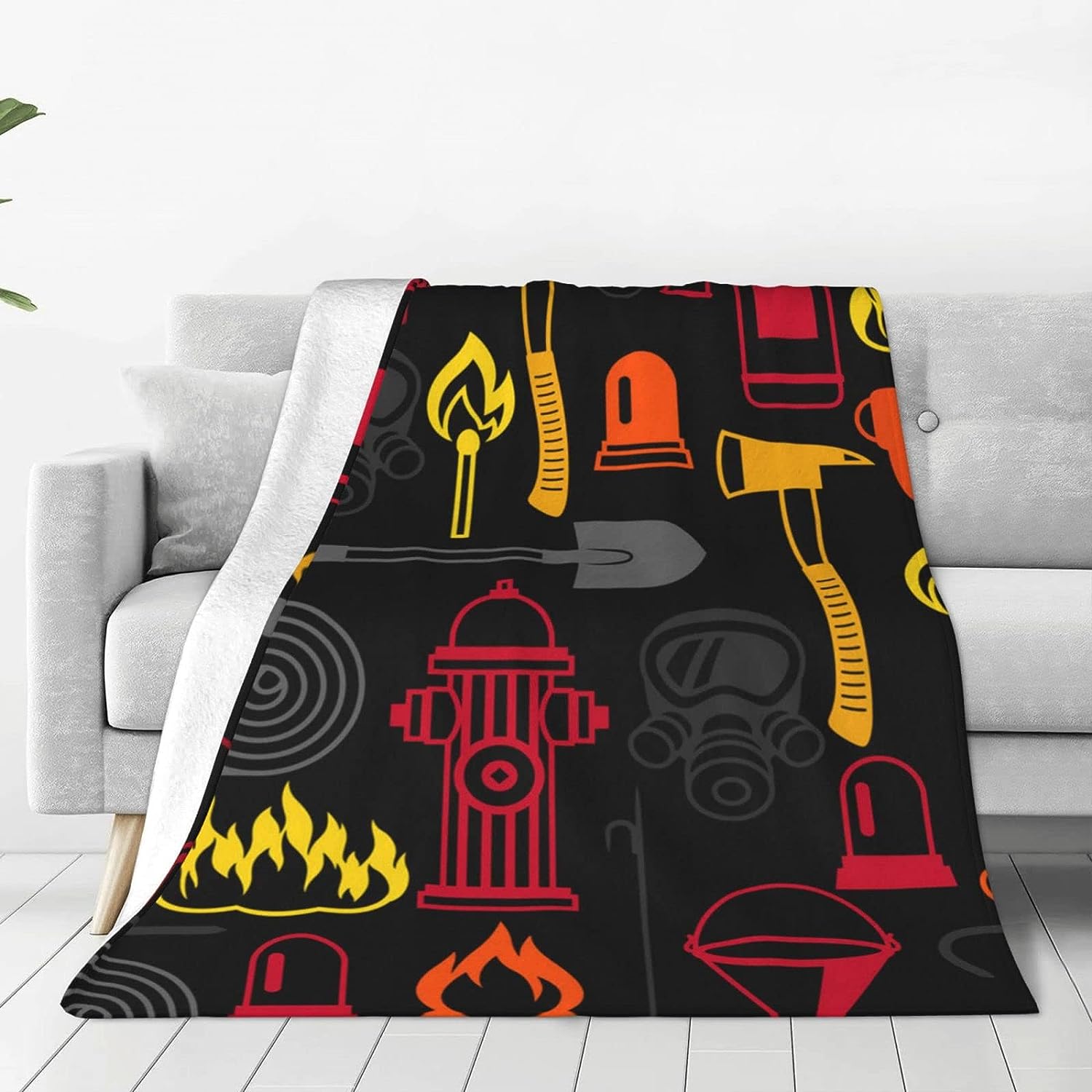 Firefighting Items Firefighter Fighter Blanket for Sofa Bed Couch