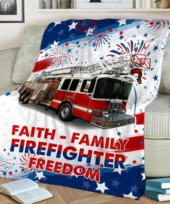 Fireman's Faith and Freedom Blanket - Lovely Gift for Firefighter Lovers, Firemen Nursery, and 4th of July