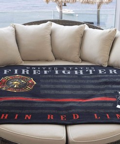 First Responders Throw Blanket - United States Firefighter - Thin Red Line