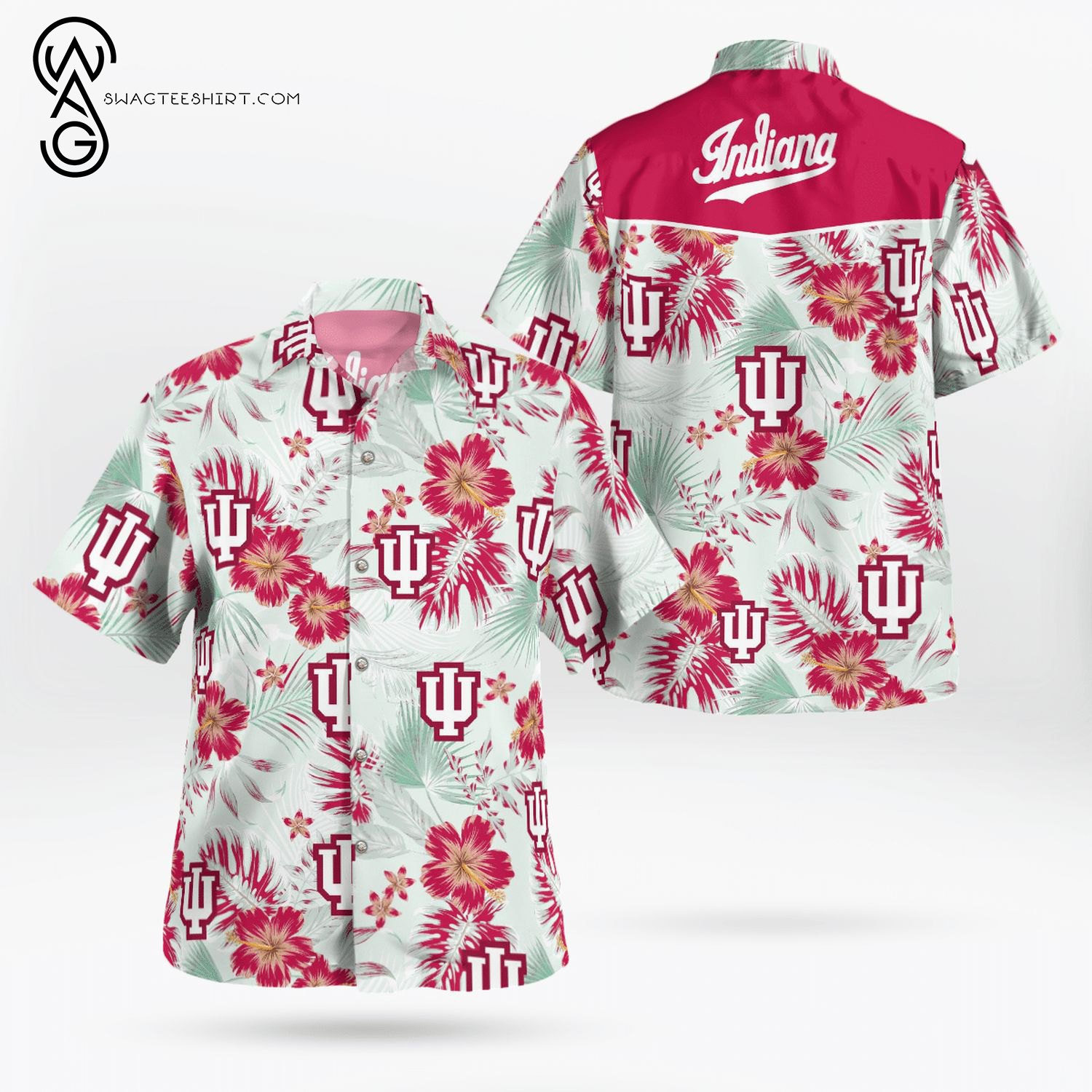 Floral Indiana Hoosiers Hawaiian Shirts and Beach Shorts for Men and Women