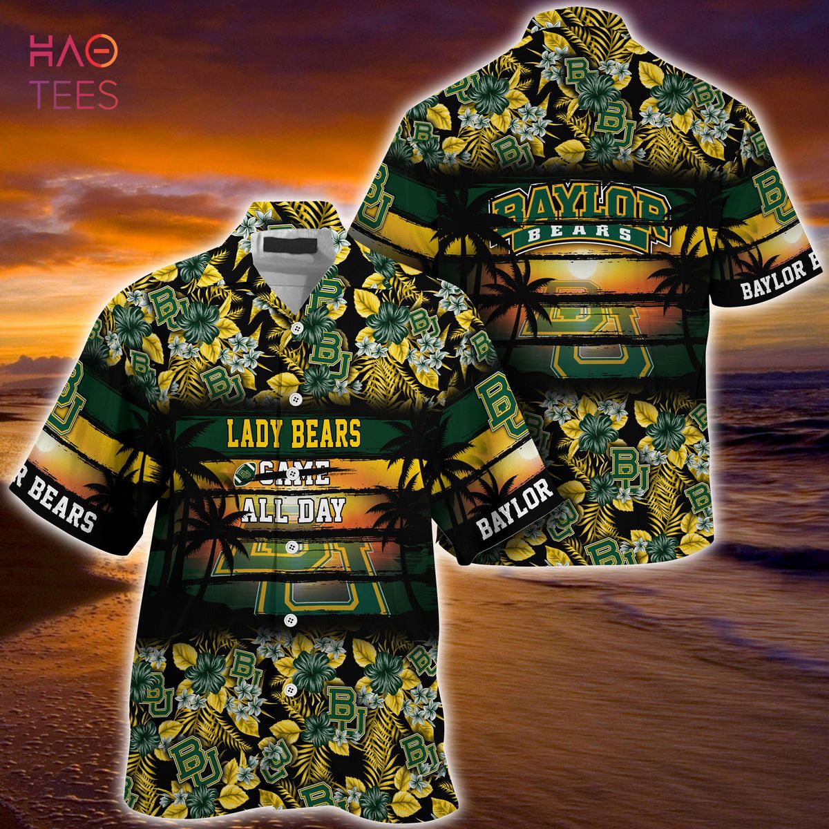 Floral Patterned Baylor Bears Hawaiian Shirt - Perfect for Sports Enthusiasts