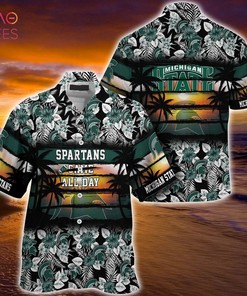 Floral Patterned Michigan State Spartans Summer Hawaiian Shirt for NCAA Sports Fans
