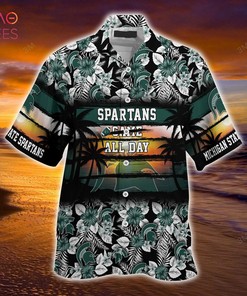 Floral Patterned Michigan State Spartans Summer Hawaiian Shirt for NCAA Sports Fans